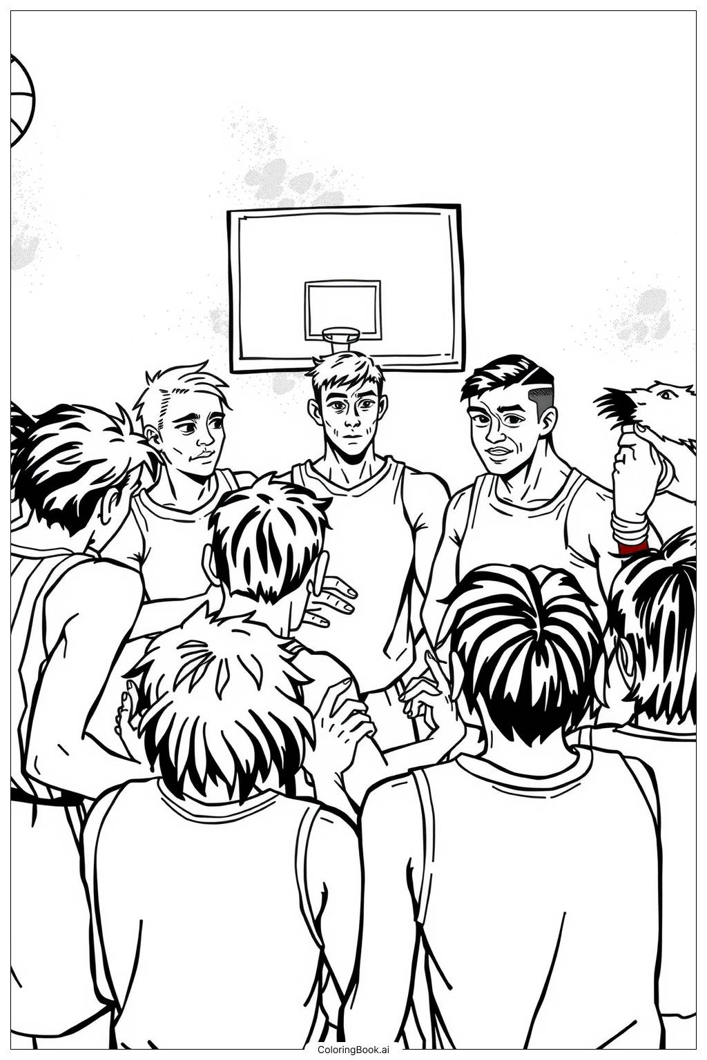  Página para colorear de reunión del equipo de baloncesto-2 