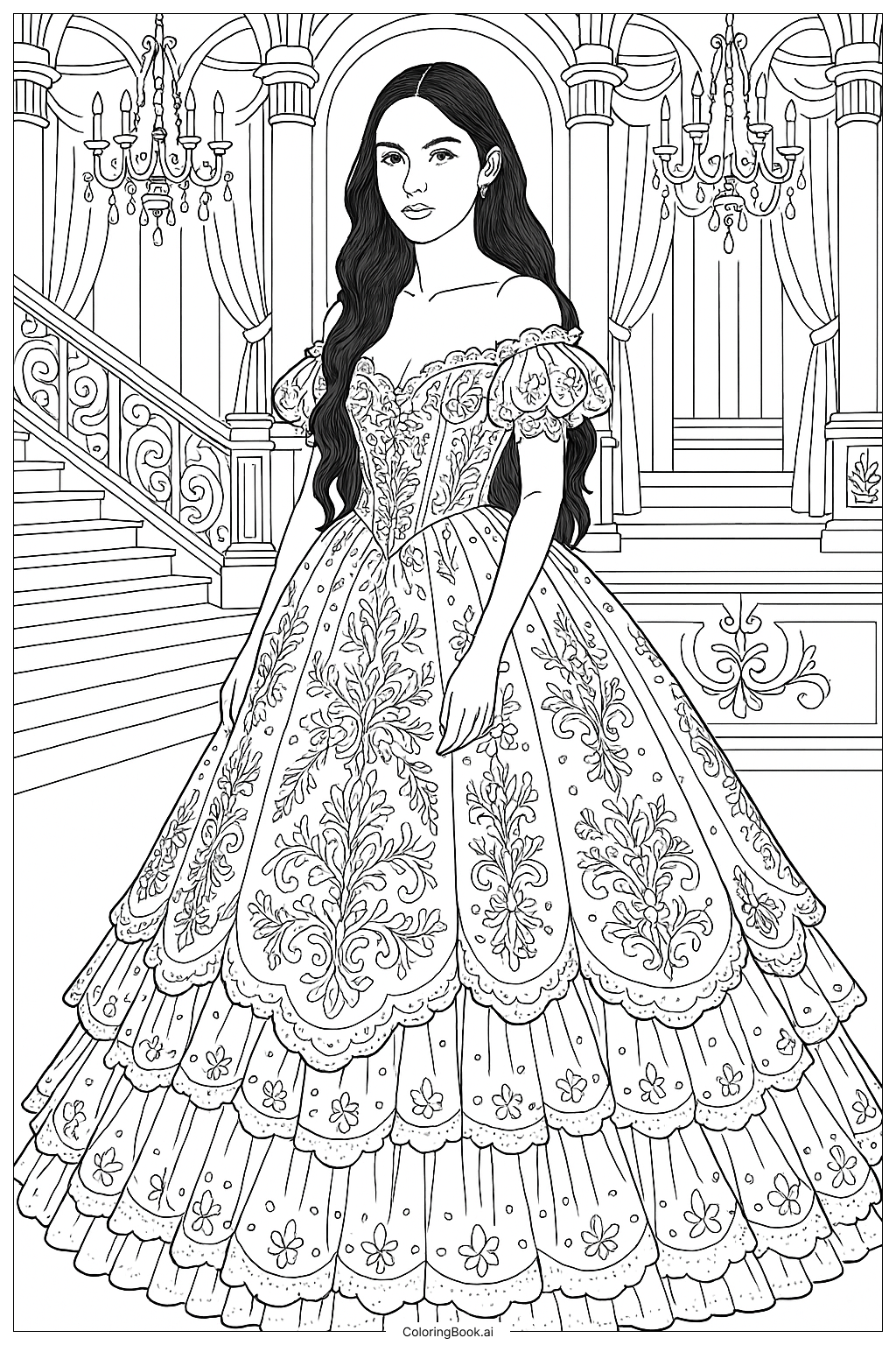  Olivia Rodrigo In An Elaborate Ball Gown Coloring Page 