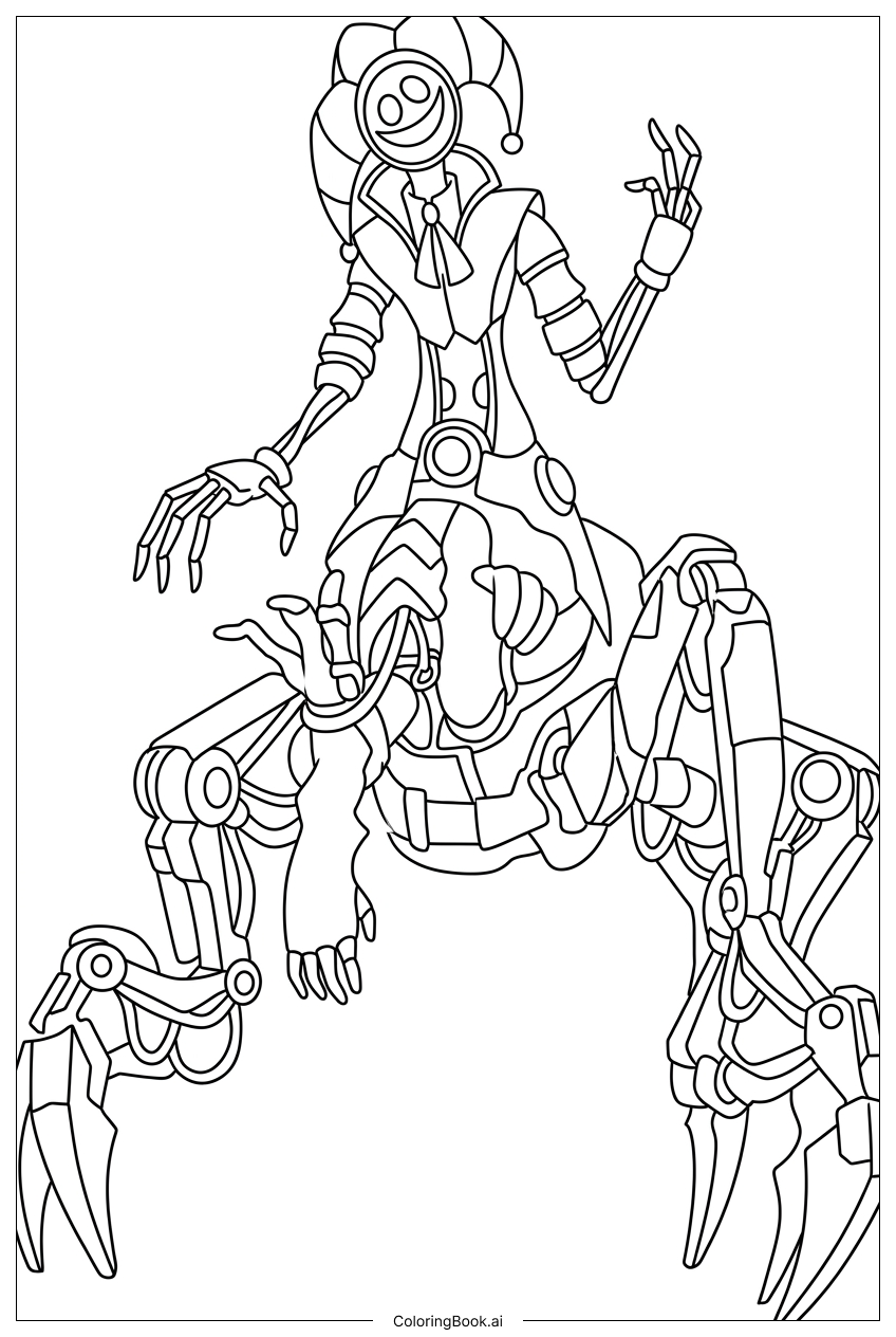 原型試作彈跳玩偶機械蜘蛛獵捕玩家著色頁