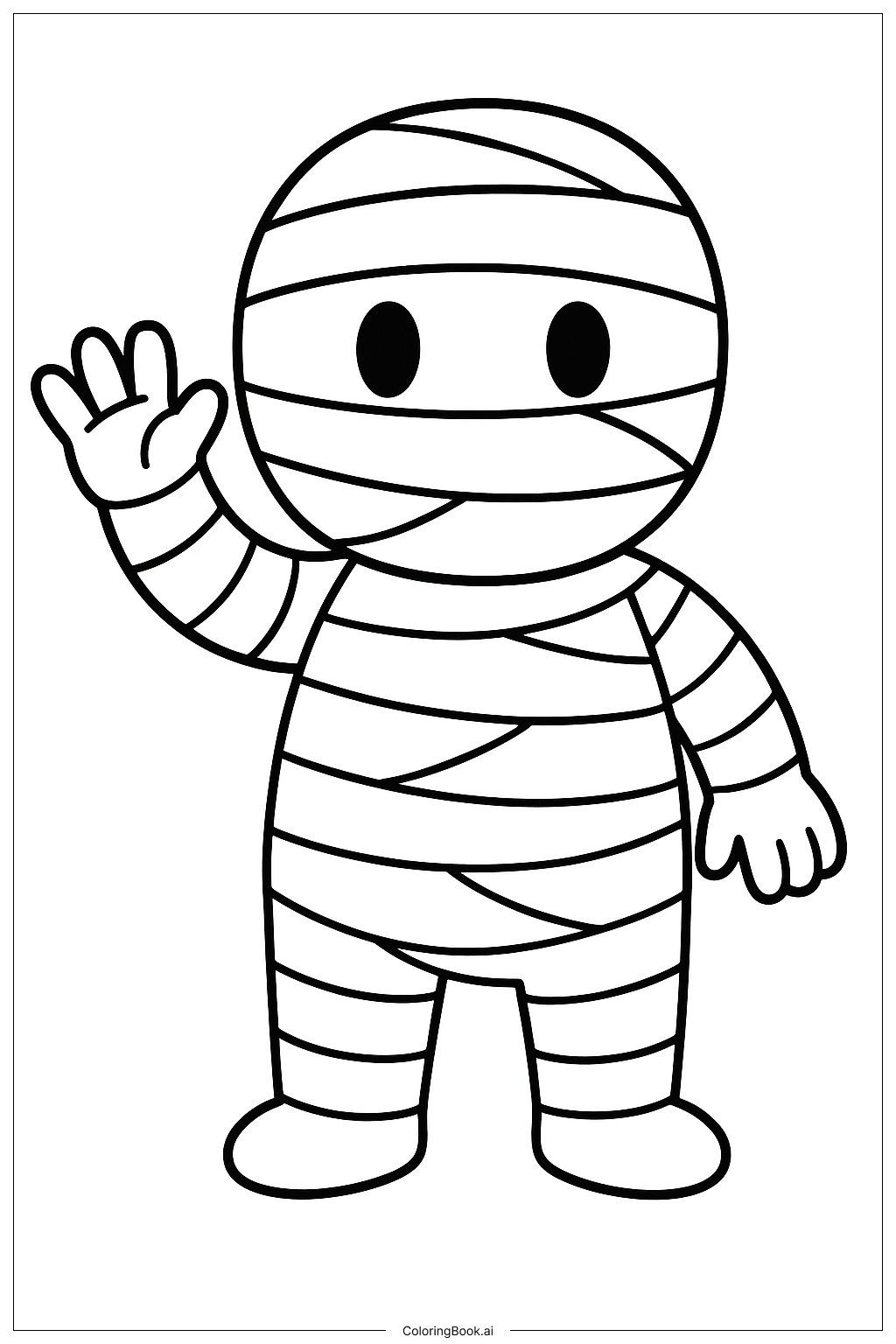  Friendly Mummy Saying Hello Coloring Page 