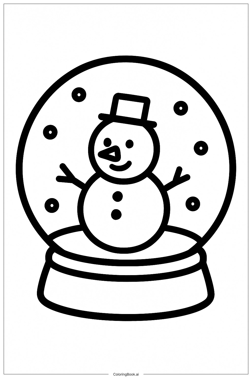 小さなスノーグローブの塗り絵ページ