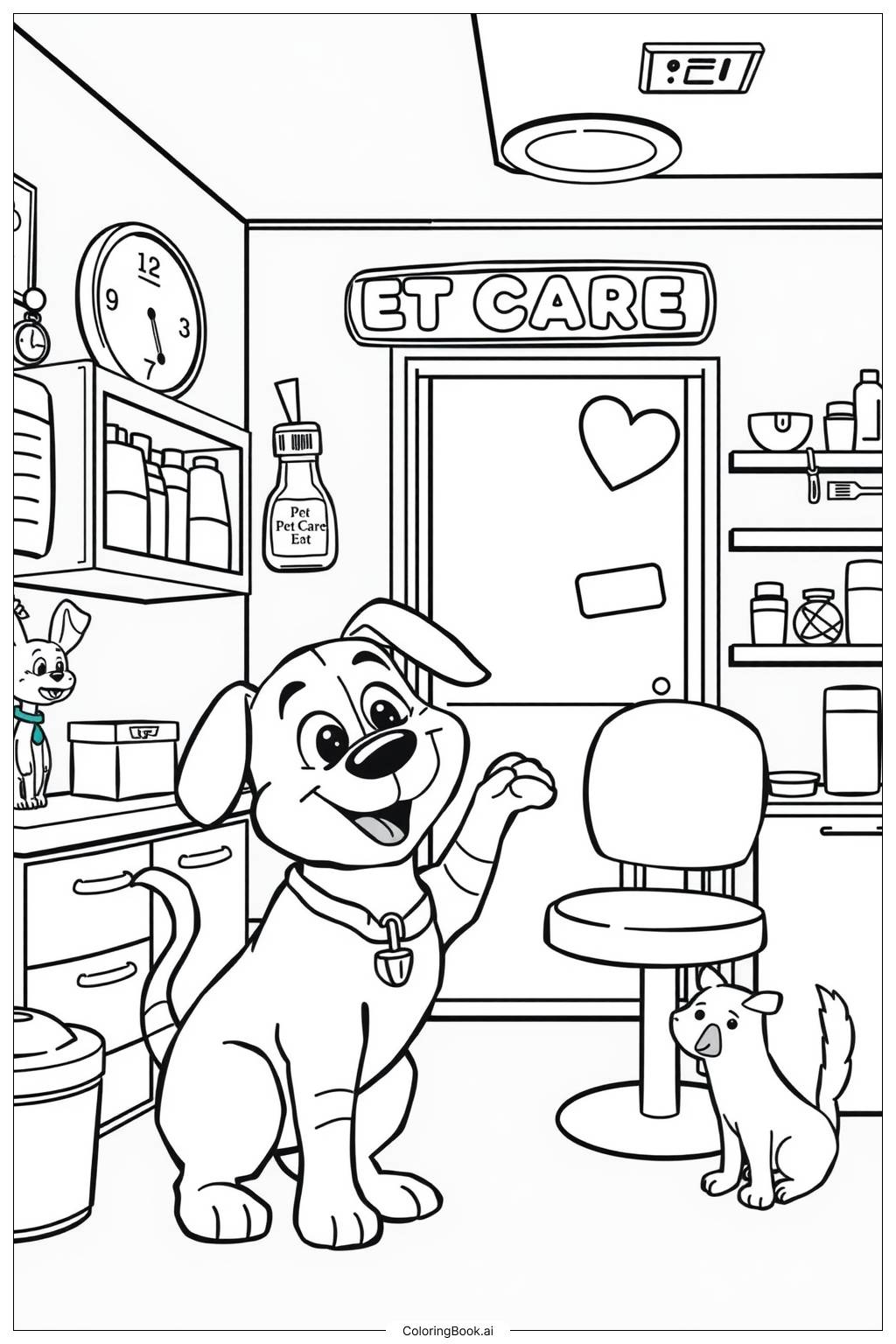  Page de coloriage Visite chez le vétérinaire 