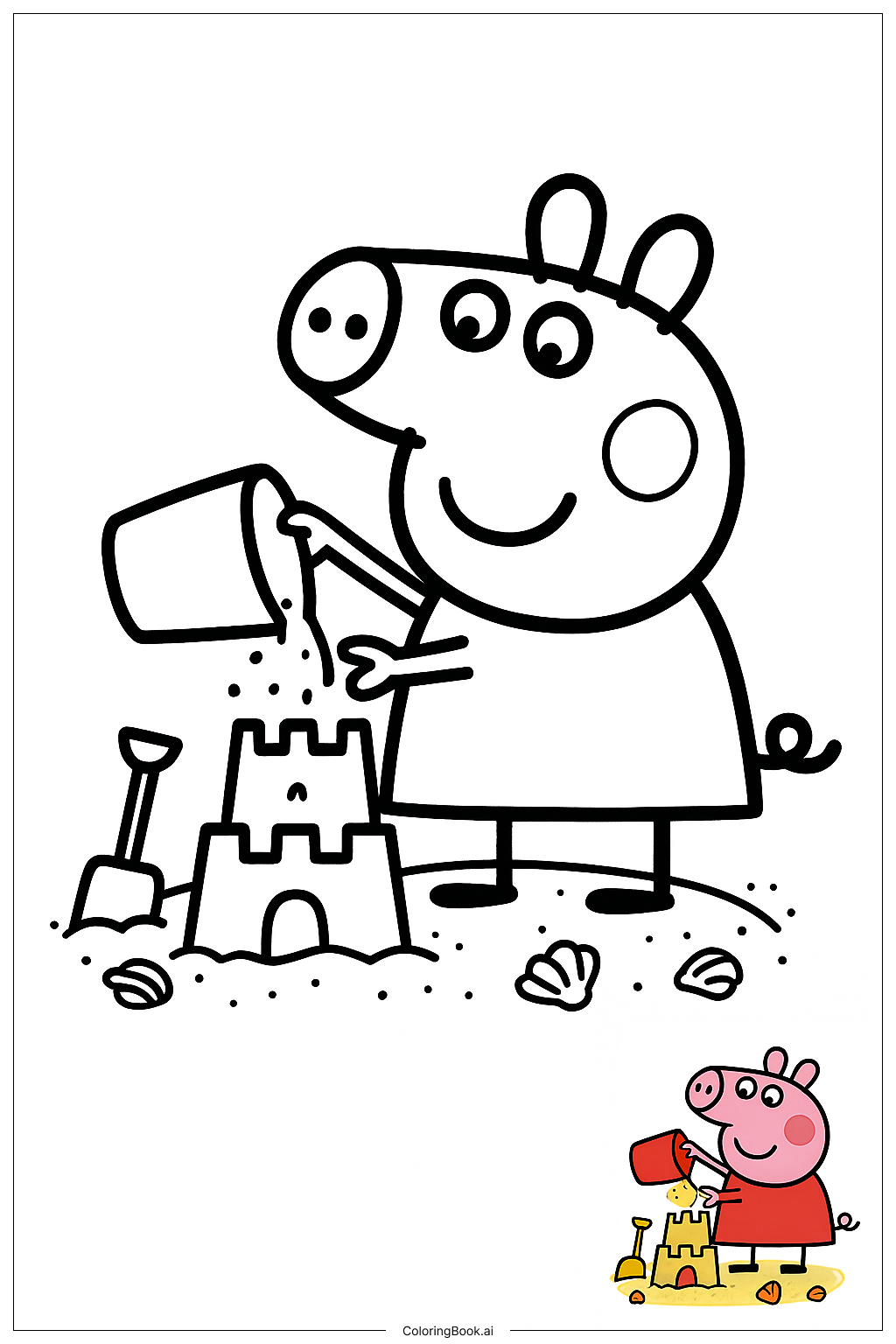  페파 pig 모래성 만들기 색칠공부 페이지 