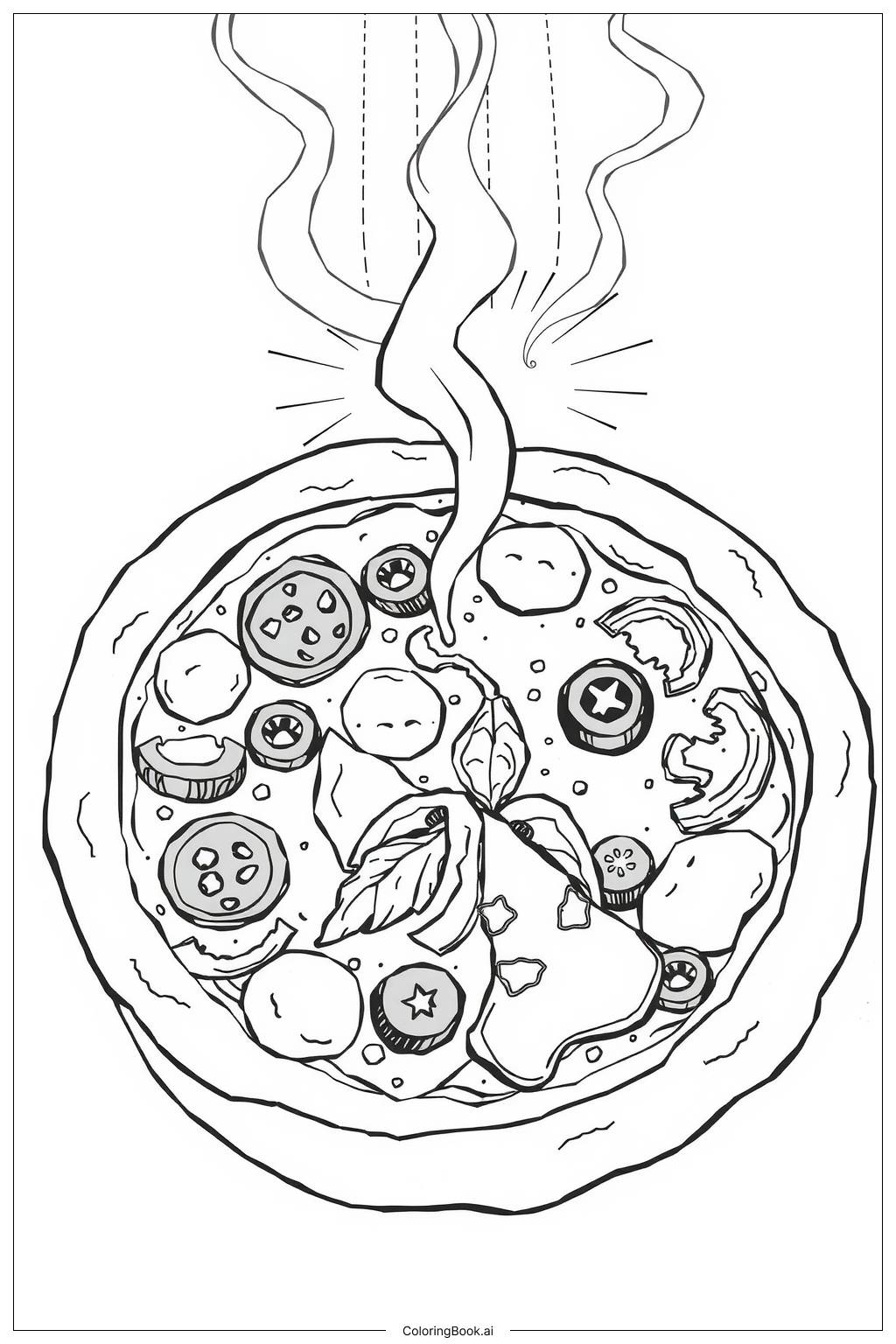  Pizza Slice with Melting Cheese Coloring Page 