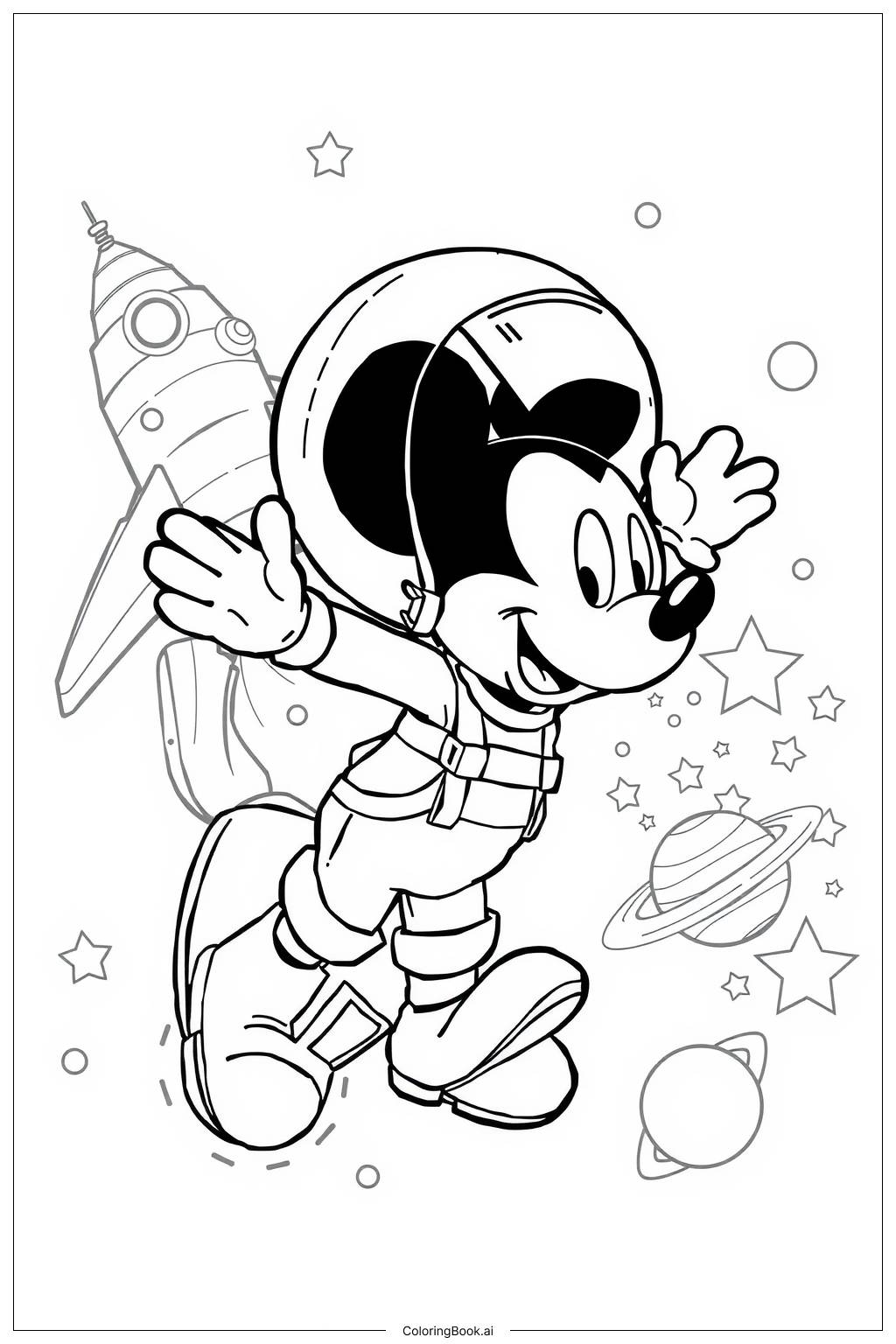  Página para colorear de Mickey Mouse Clubhouse Viaje Espacial 