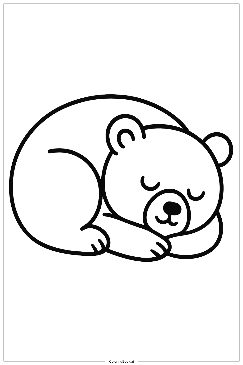  クマの冬眠の塗り絵ページ 