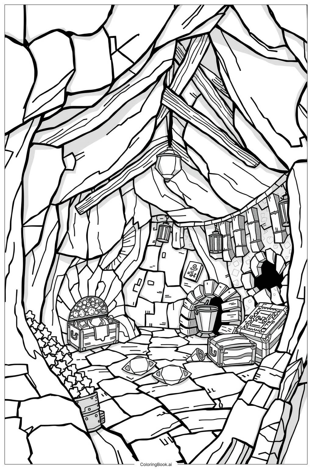  Pirate Shipwreck on a Rocky Coast-2 Coloring Page 