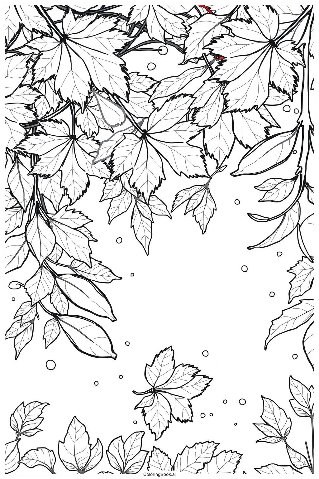  Leaf Pattern with Maple Leaf Shapes-2 Coloring Page 