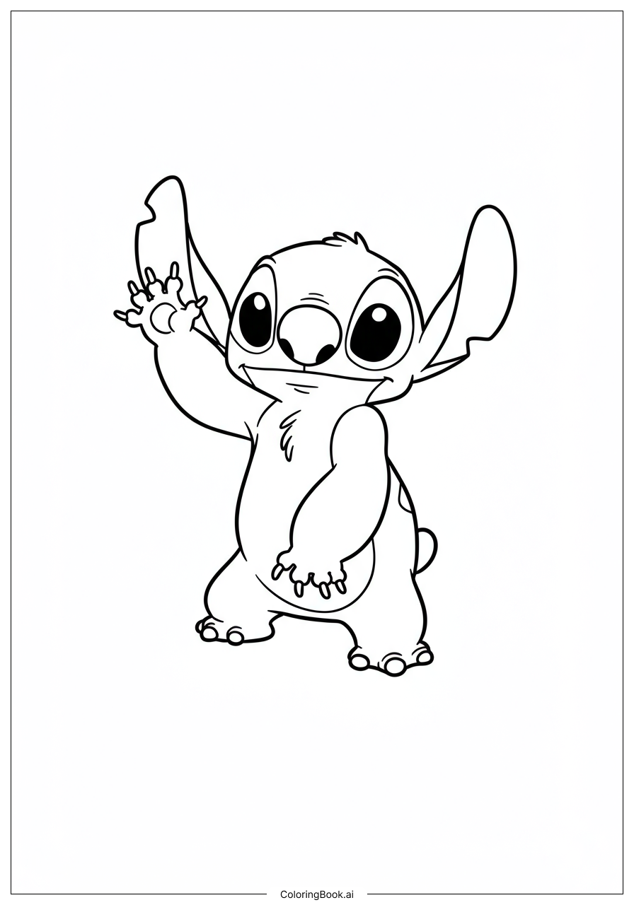  Stitch waving hello Coloring Page 