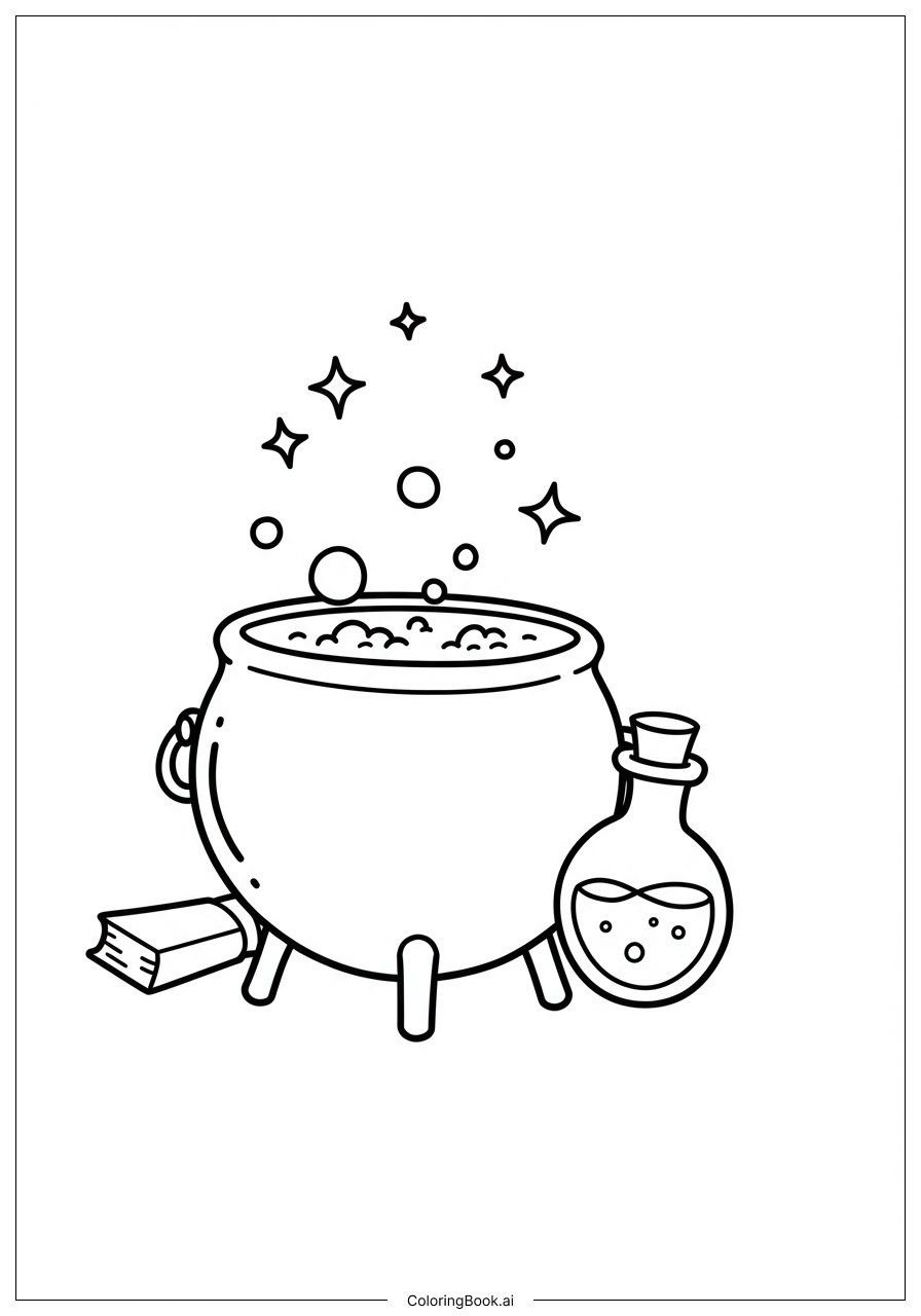 《万圣节魔法食谱页面》填色页