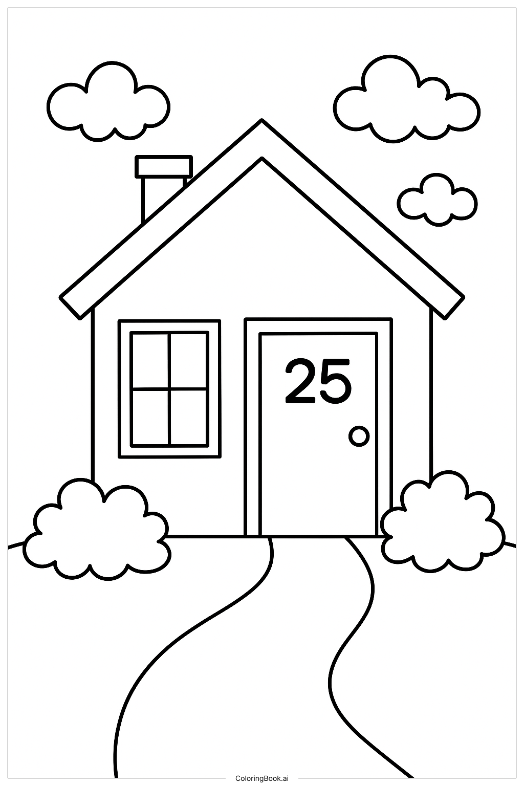  一座门牌号为二十五的房子填色页 