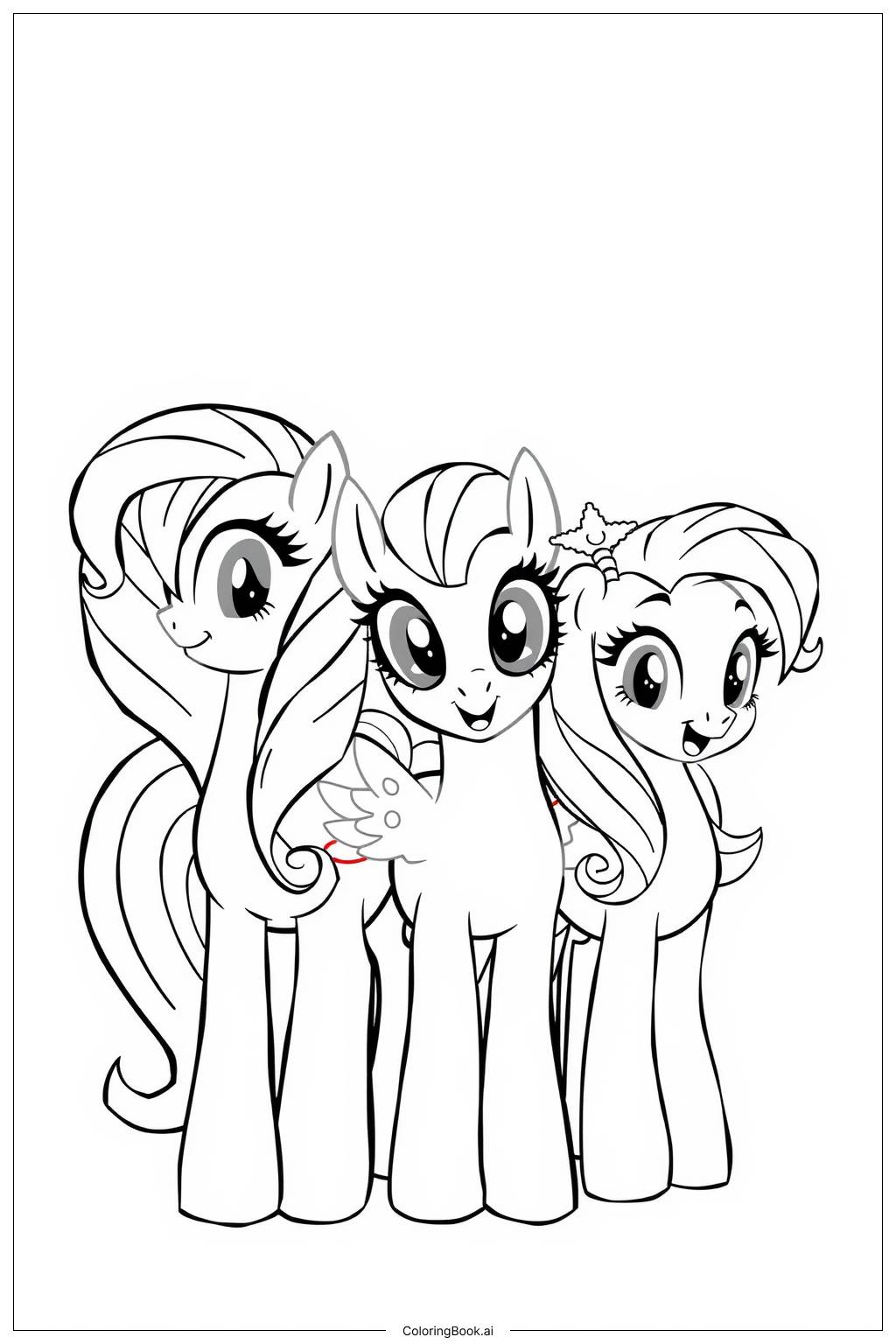  Page de coloriage Mon petit poney : Travail d'équipe dans un grand défi 