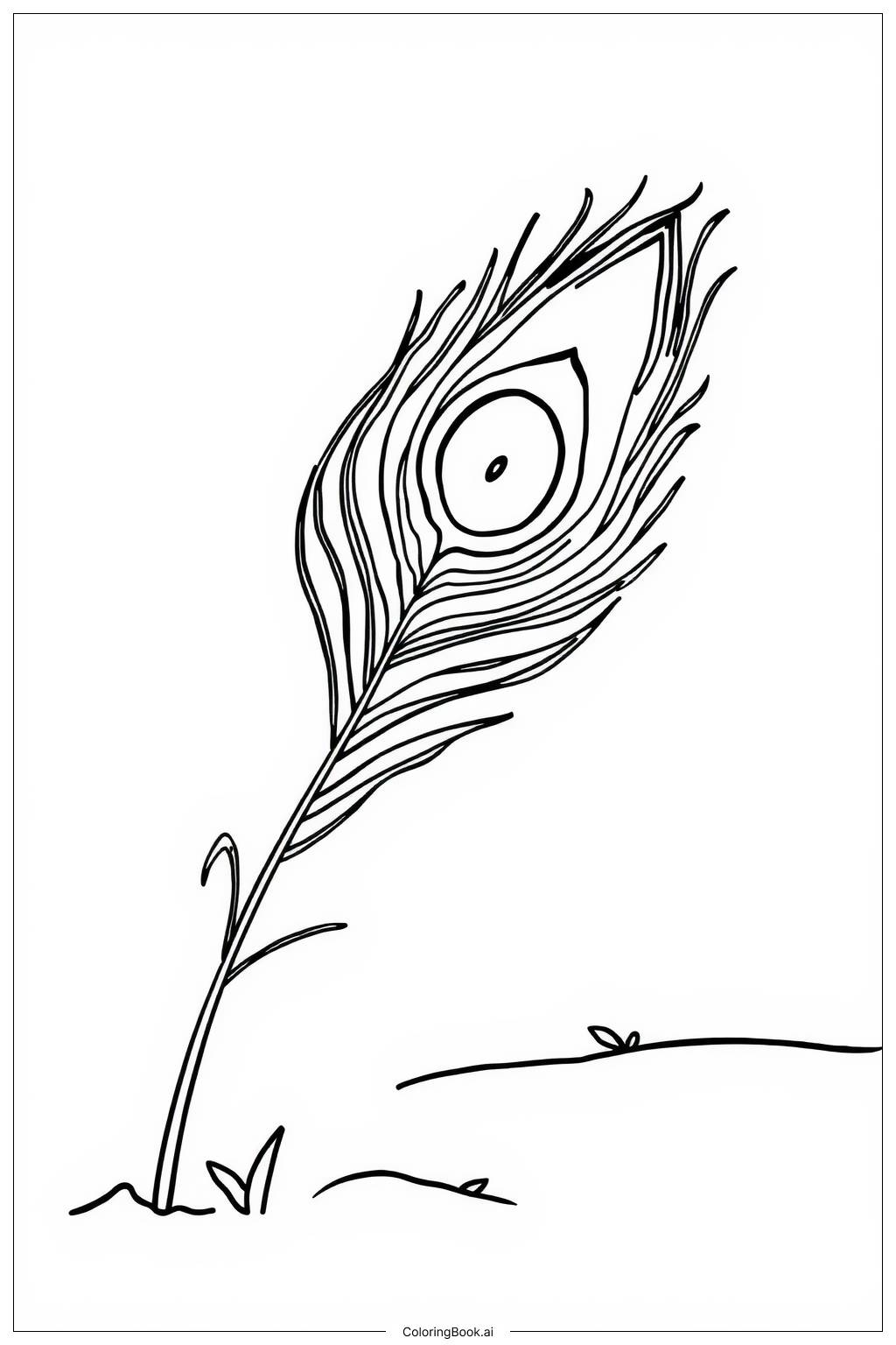  single peacock feather Coloring Page 