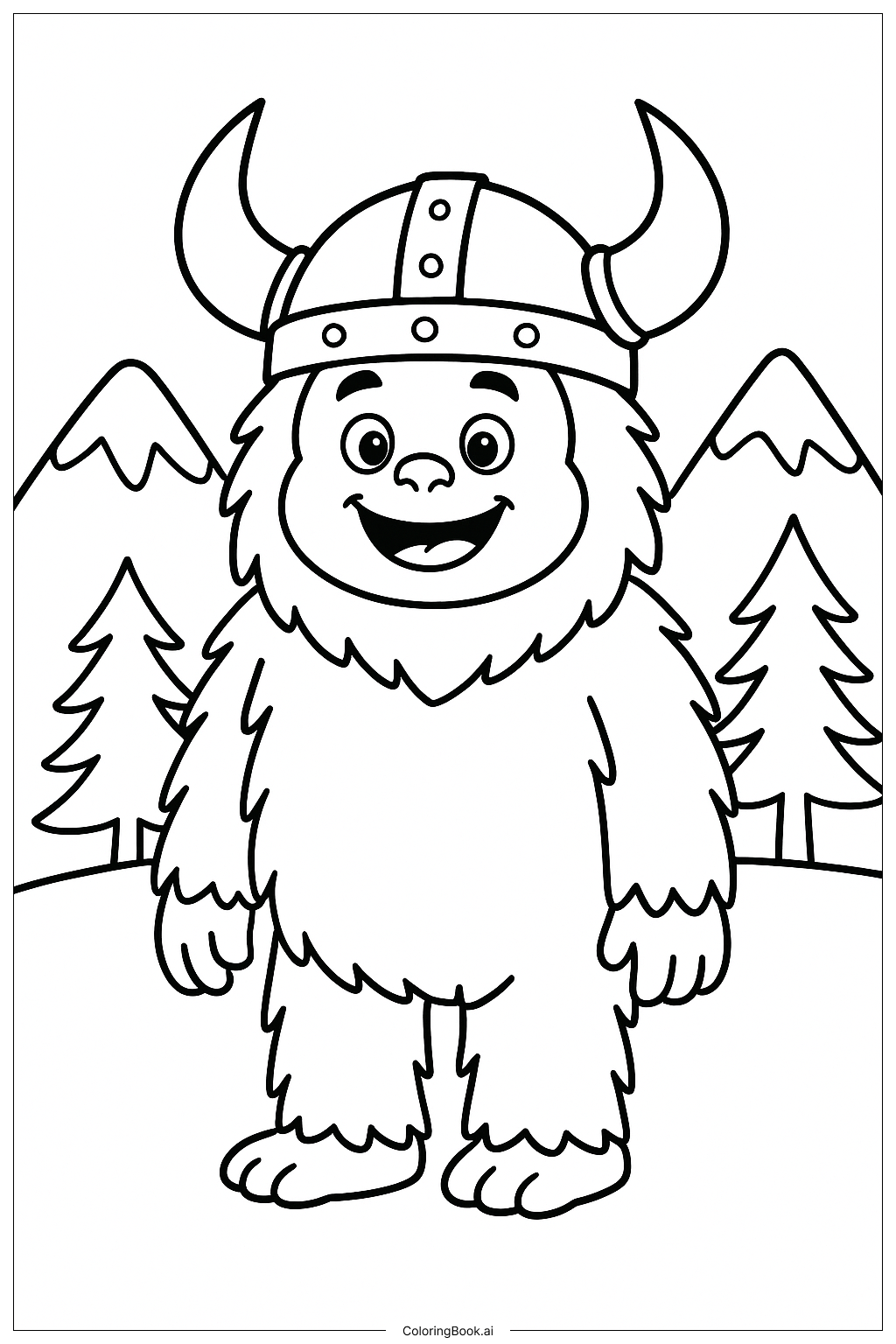  Page de coloriage Yéti avec casque à cornes de Blox Fruits 