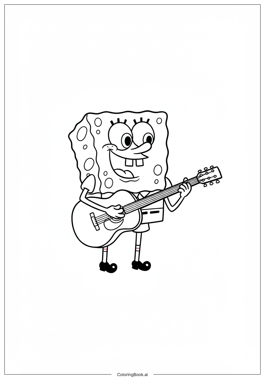  Trang tô màu Spongebob Chơi Guitar Tại Bubble Bowl 