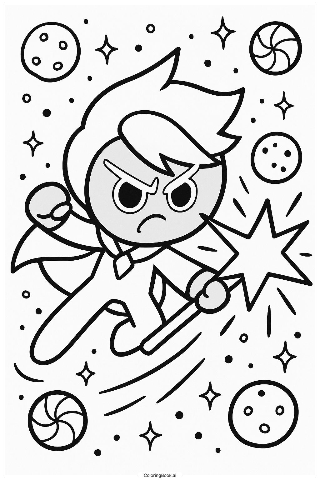  Página para colorear de Un personaje usando una habilidad especial en Cookie Run Kingdom 