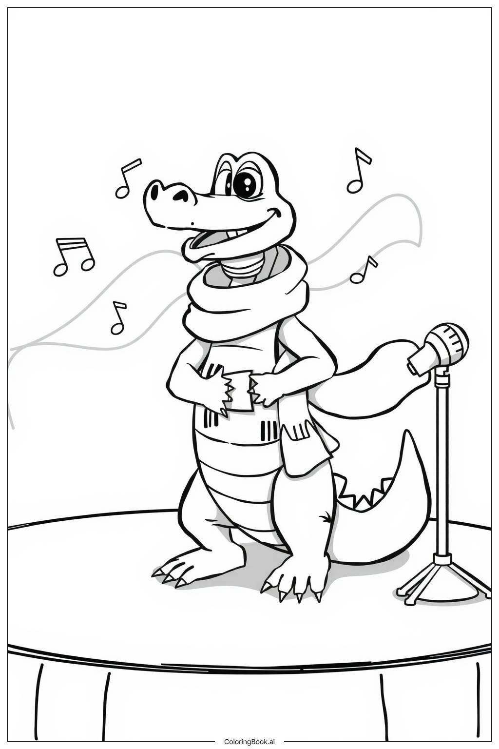  Página para colorir de Lyle Lyle Crocodilo Cantando Joyfully 