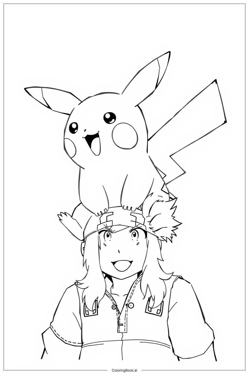  Pikachu and Ash at the Pokémon League Coloring Page 