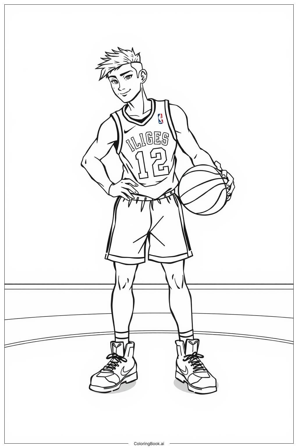  Página para colorear de jugador de baloncesto de pie-2 