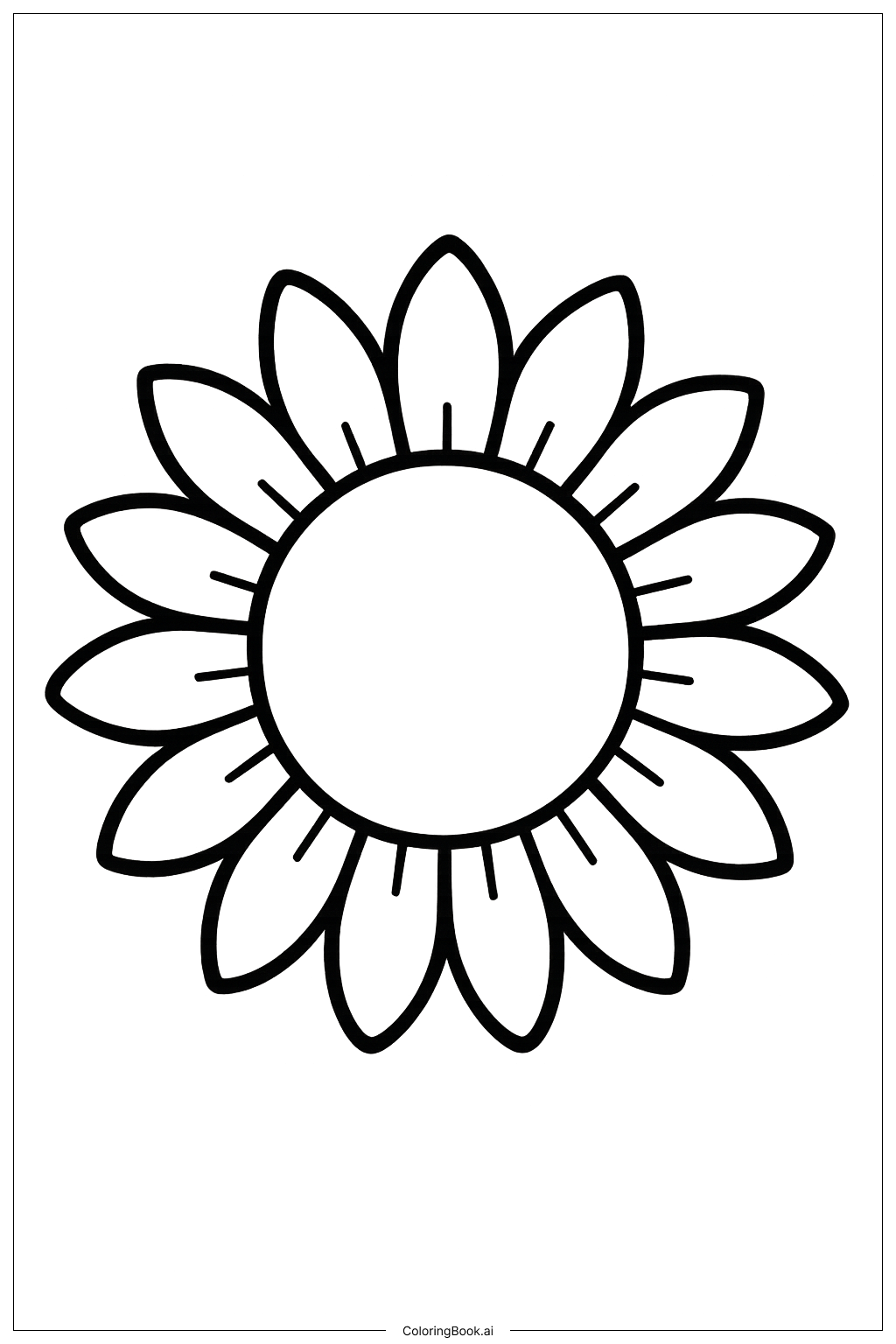  A Single Summer Sunflower Coloring Page 