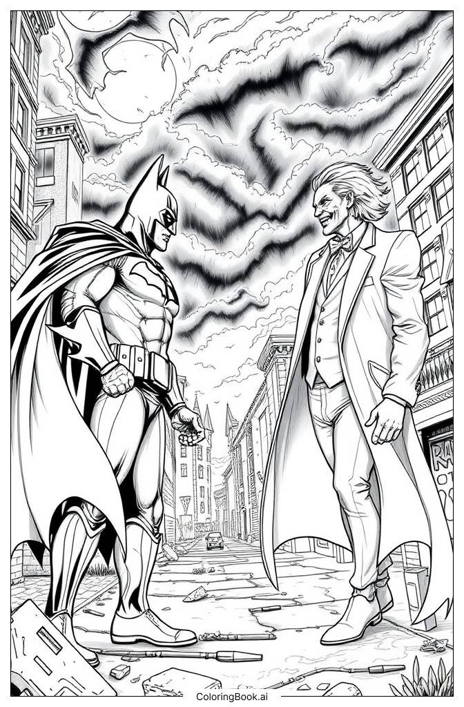  Page de coloriage Batman contre Joker 