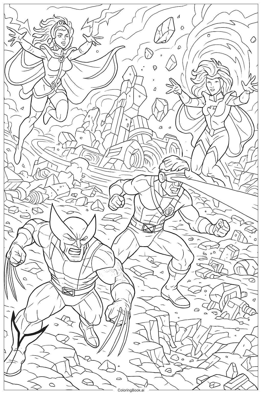 A Grand Battle Of The X-Men Coloring Page