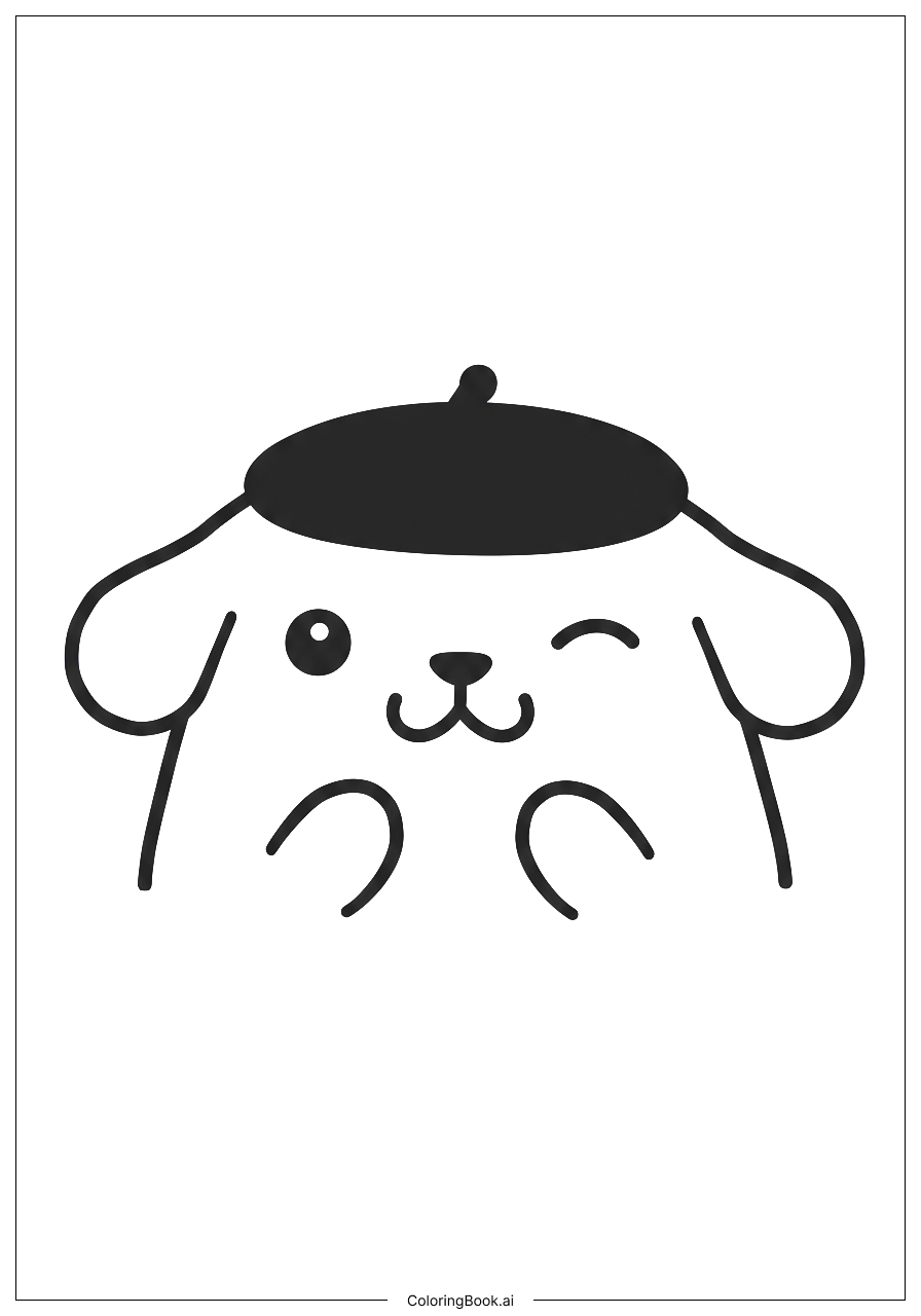  Pompompurin 眨眼臉著色頁 