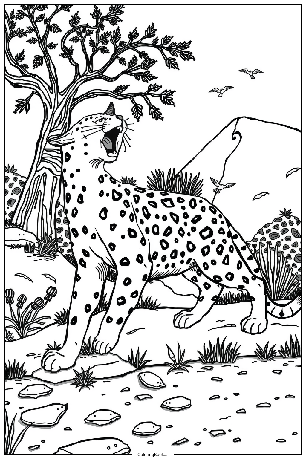 原画　チーター　#94 チーターの塗り絵43枚（無料PDF・PNG配布）