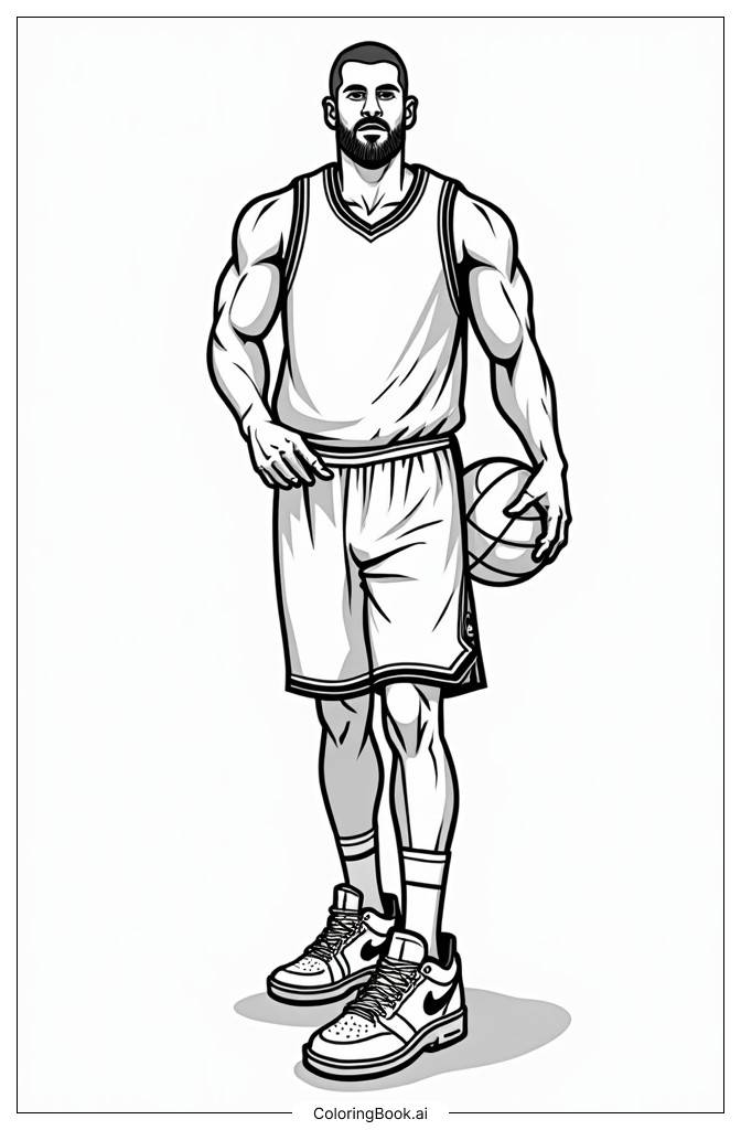  Player wearing custom shoes with team logo Coloring Page 