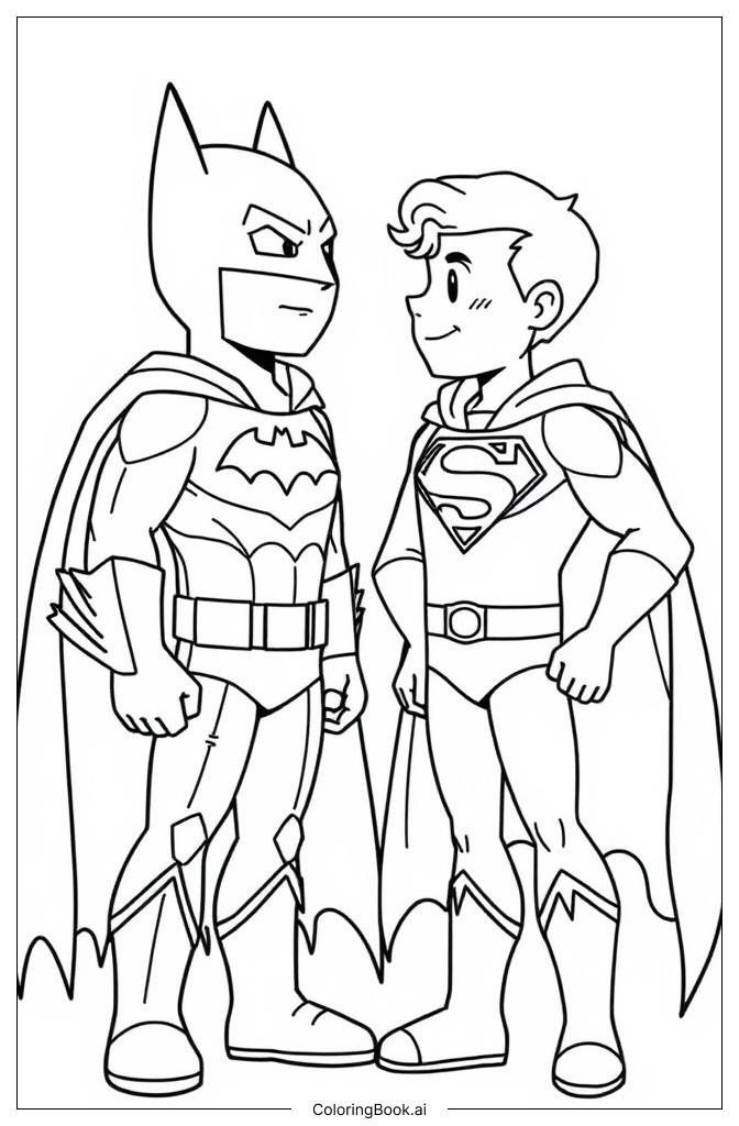 Página para colorear Batman vs Superman (Descarga gratuita en PDF & PNG)