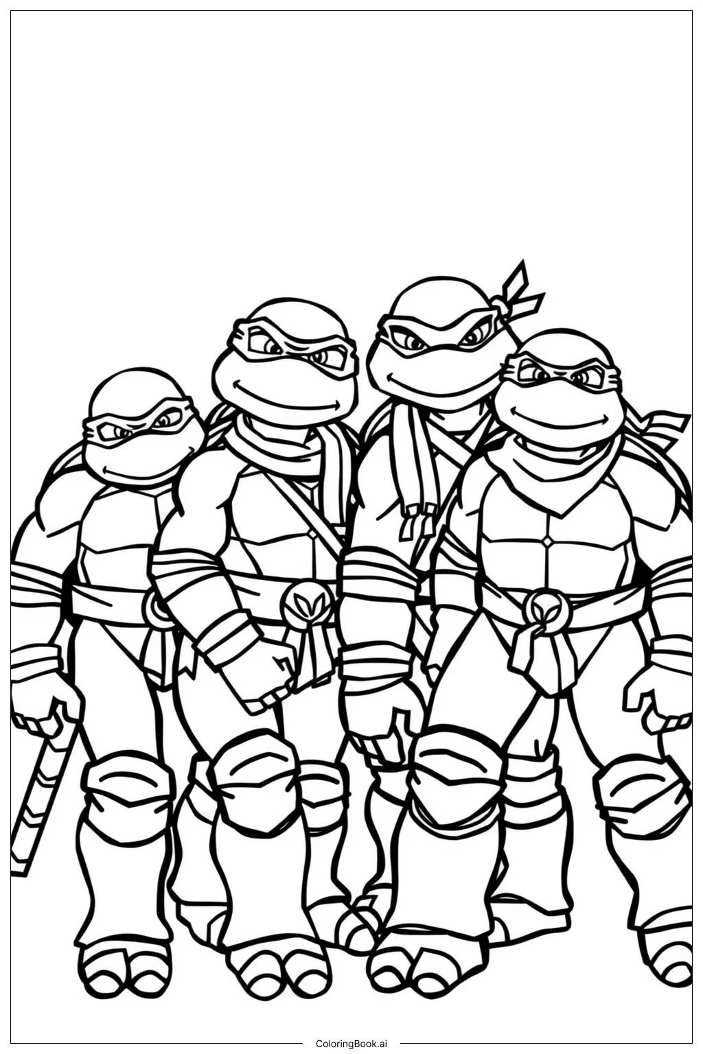  Teenage Mutant Ninja Turtles auf einer Mission Ausmalseite 