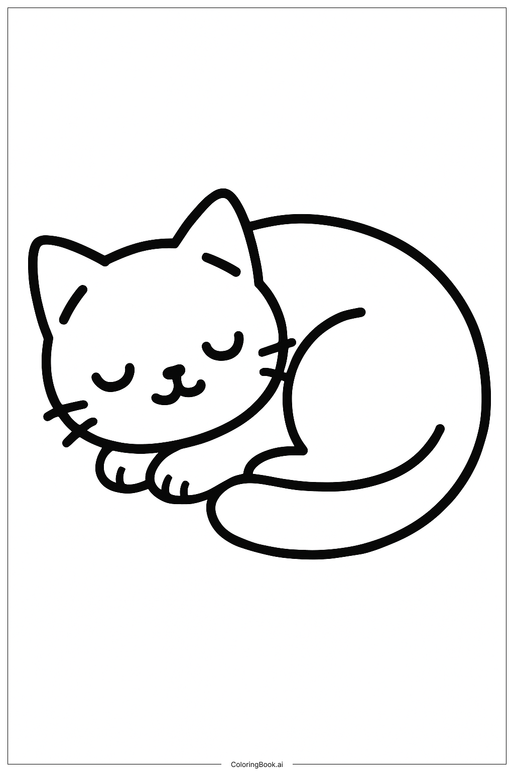  Page de coloriage Un chat confortable dormant près du feu 