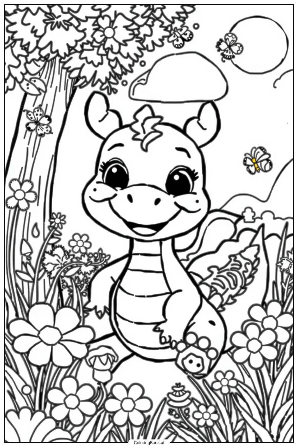  Cute Baby Dragon Coloring Page 