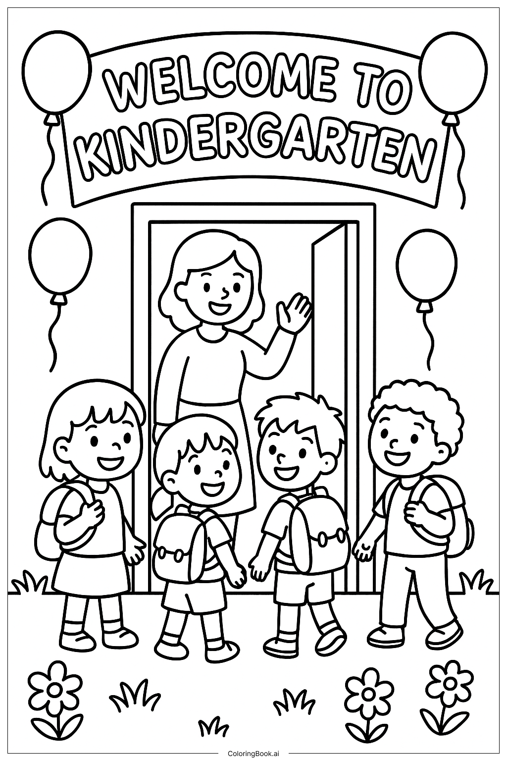 Painting A Welcome To Kindergarten Picture Coloring Page Free PDF PNG Painting A Welcome To Kindergarten Picture Coloring Page Free PDF PNG