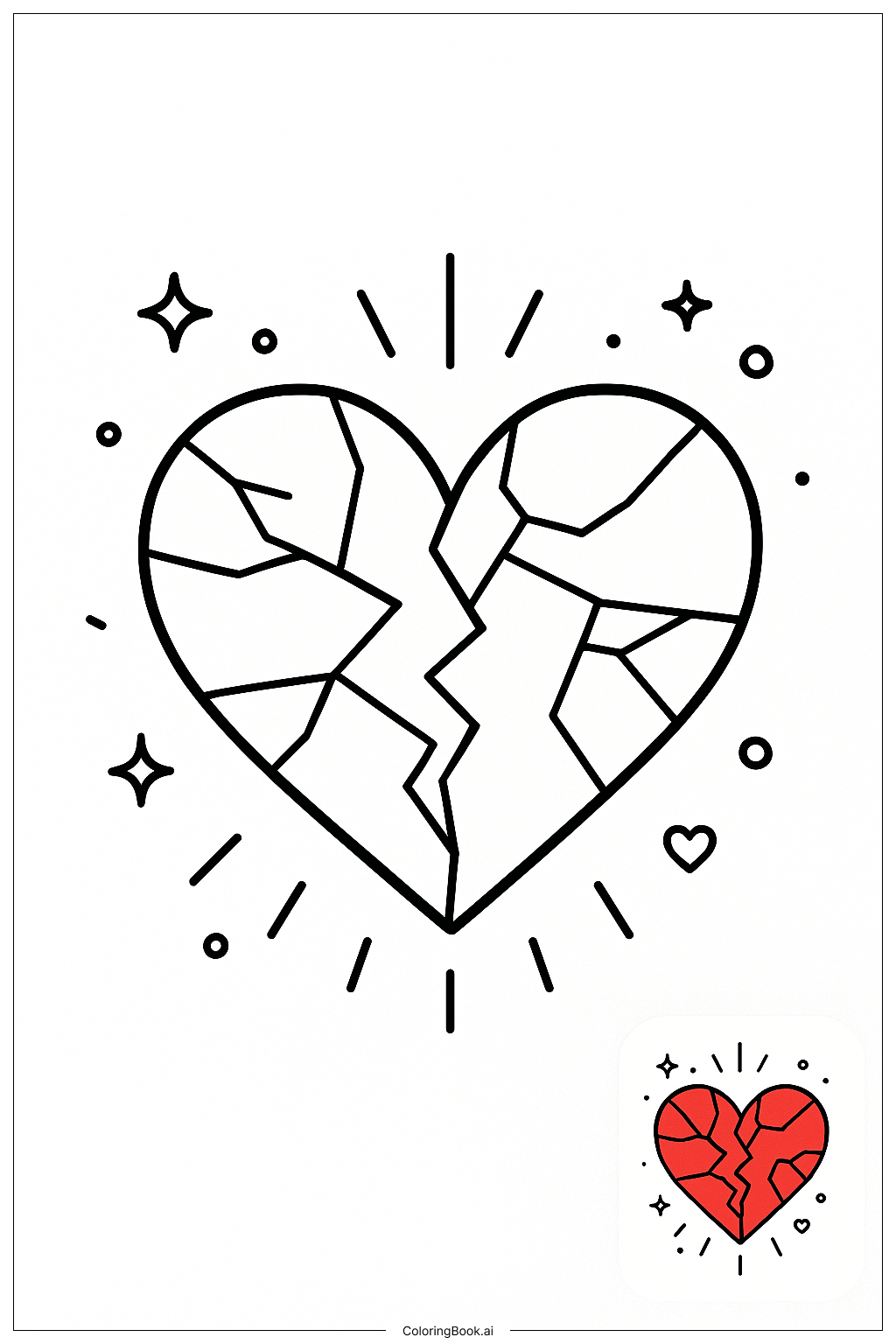  Página para colorear de Shattered Heart With Sharp Edges 