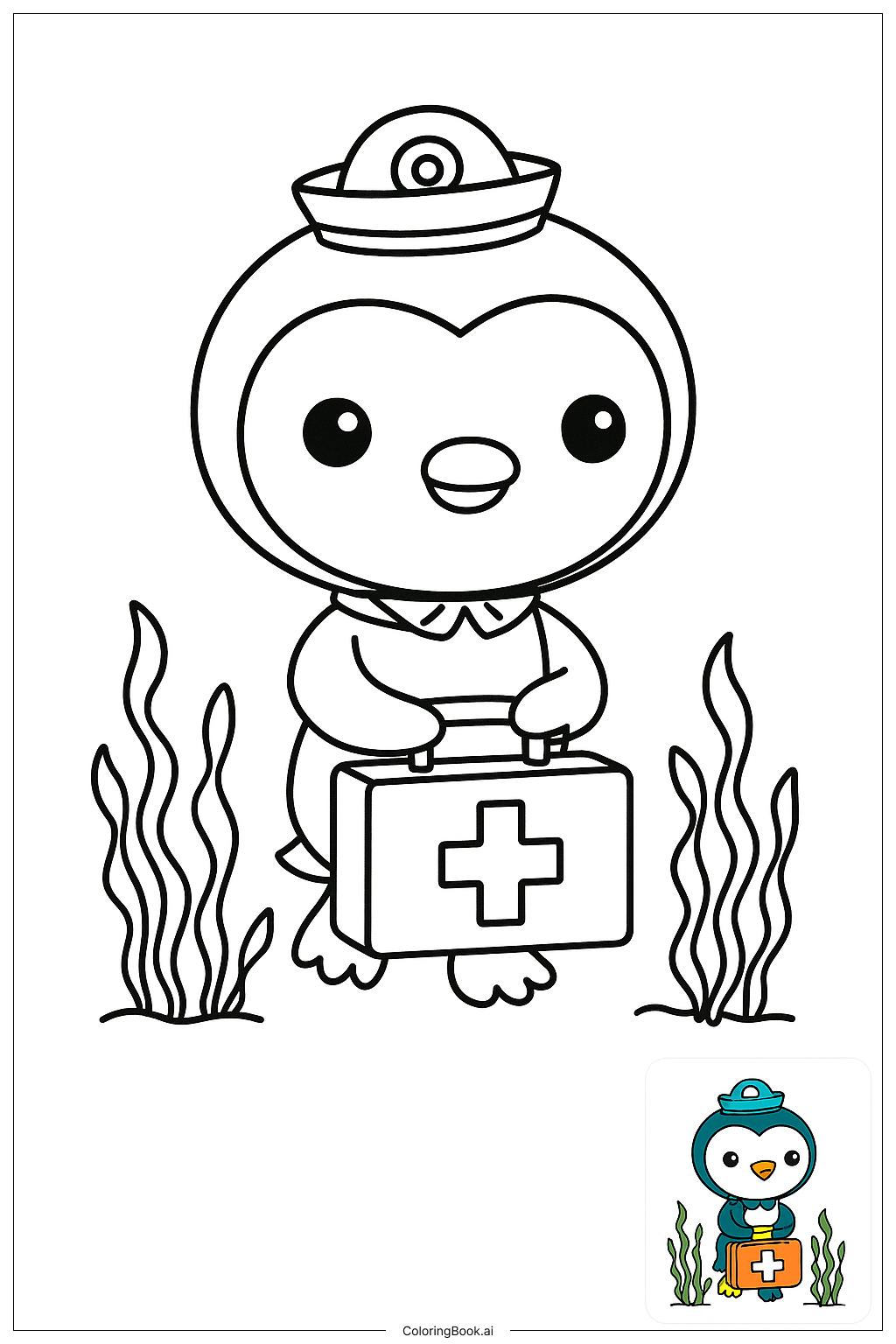 佩索带着急救箱穿过海藻填色页