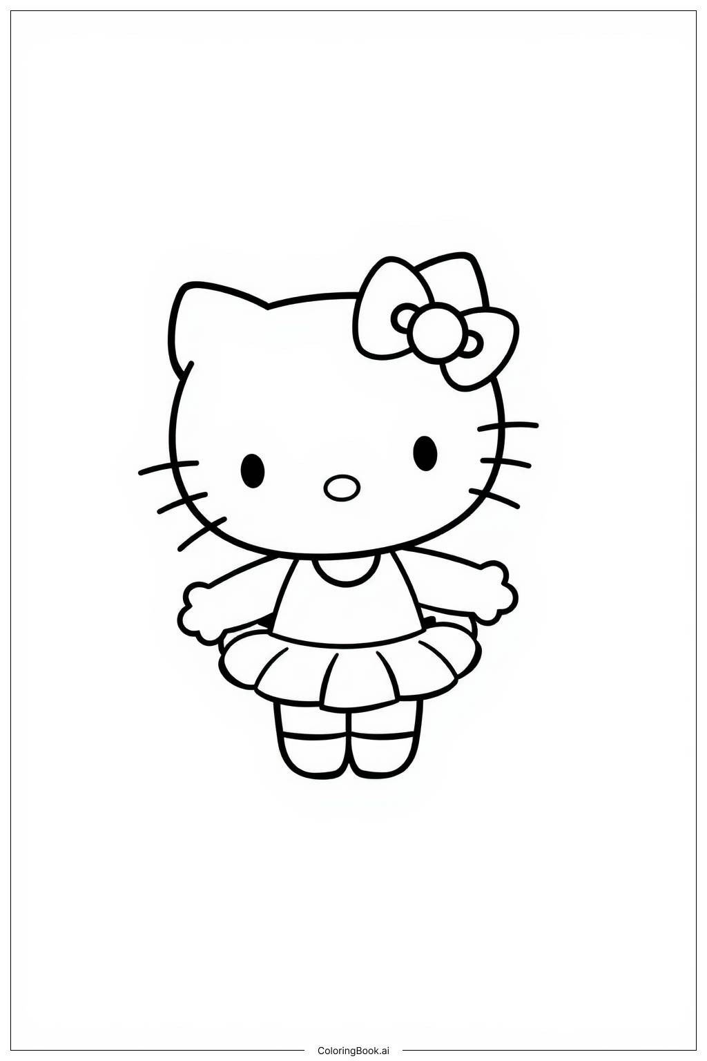  hello kitty dressed as a ballerina Coloring Page 