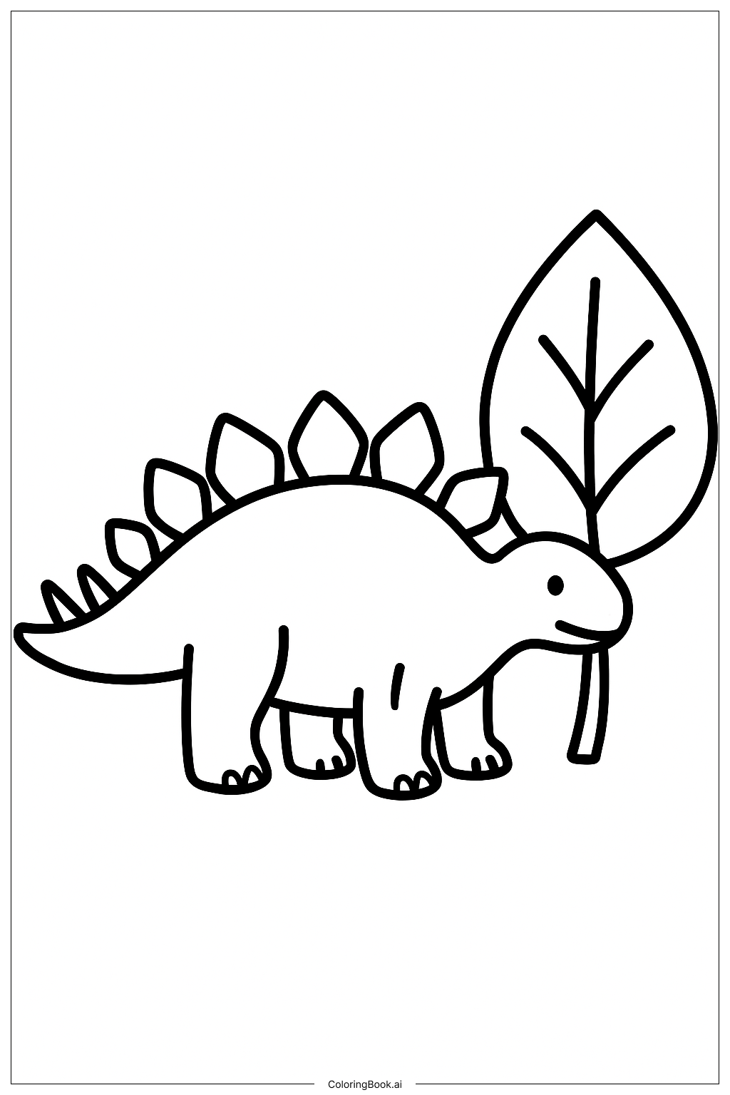 Stegosaurus und ein großes Blatt Ausmalseite