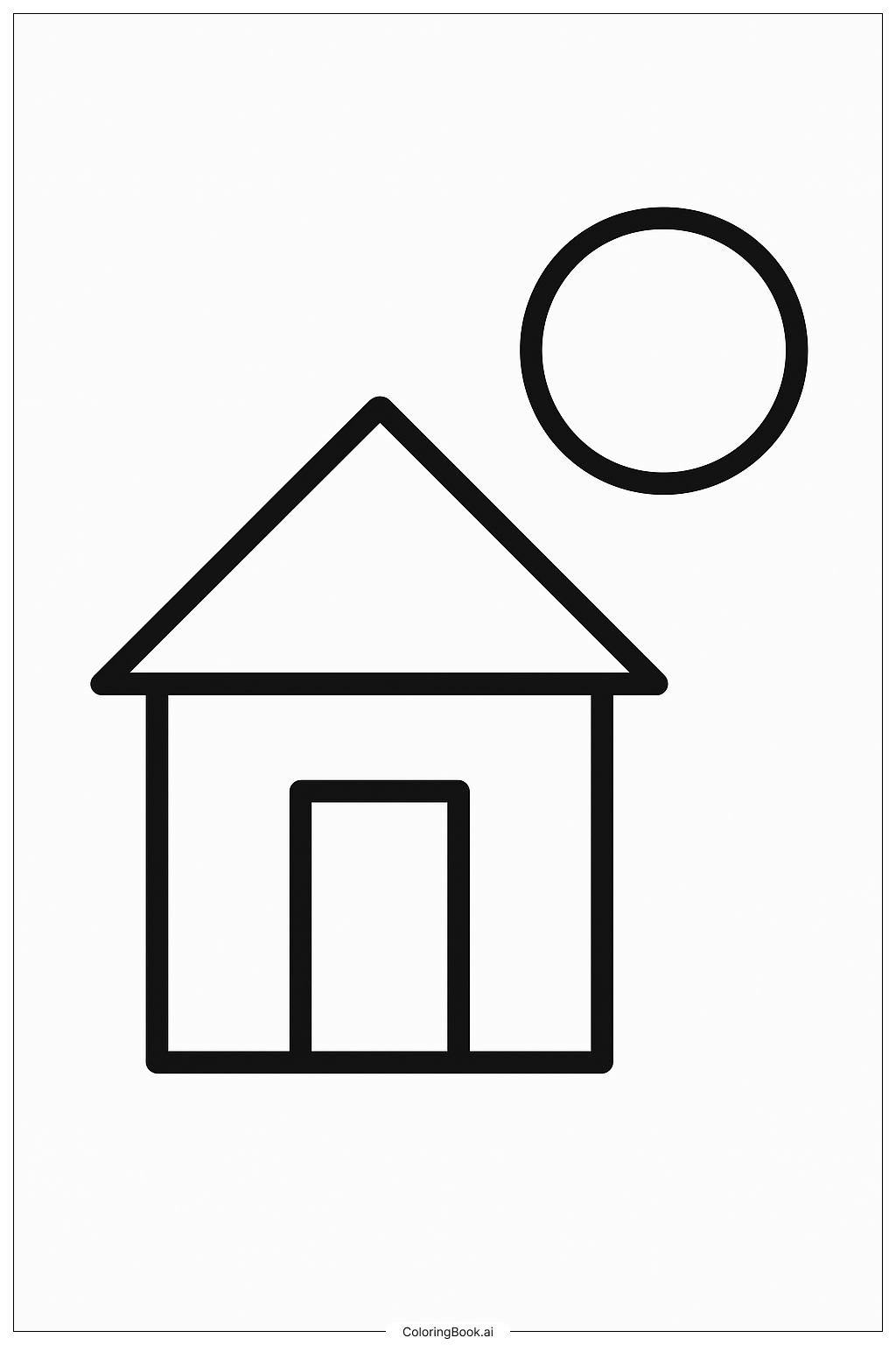 A House and a Sun Coloring Page