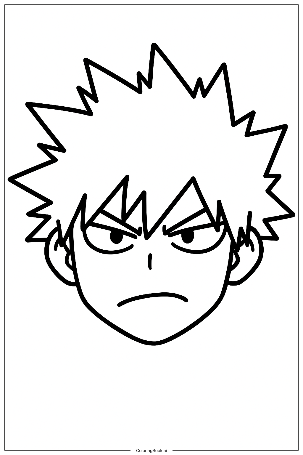  Page de coloriage Visage Facile de Bakugo de My Hero Academia 