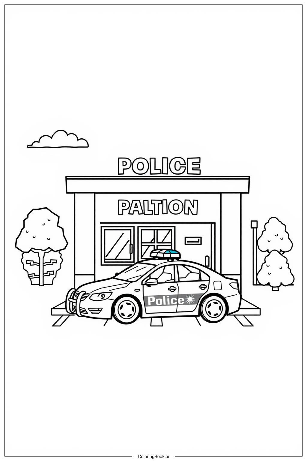  Police Scene with a Vehicle Coloring Page 