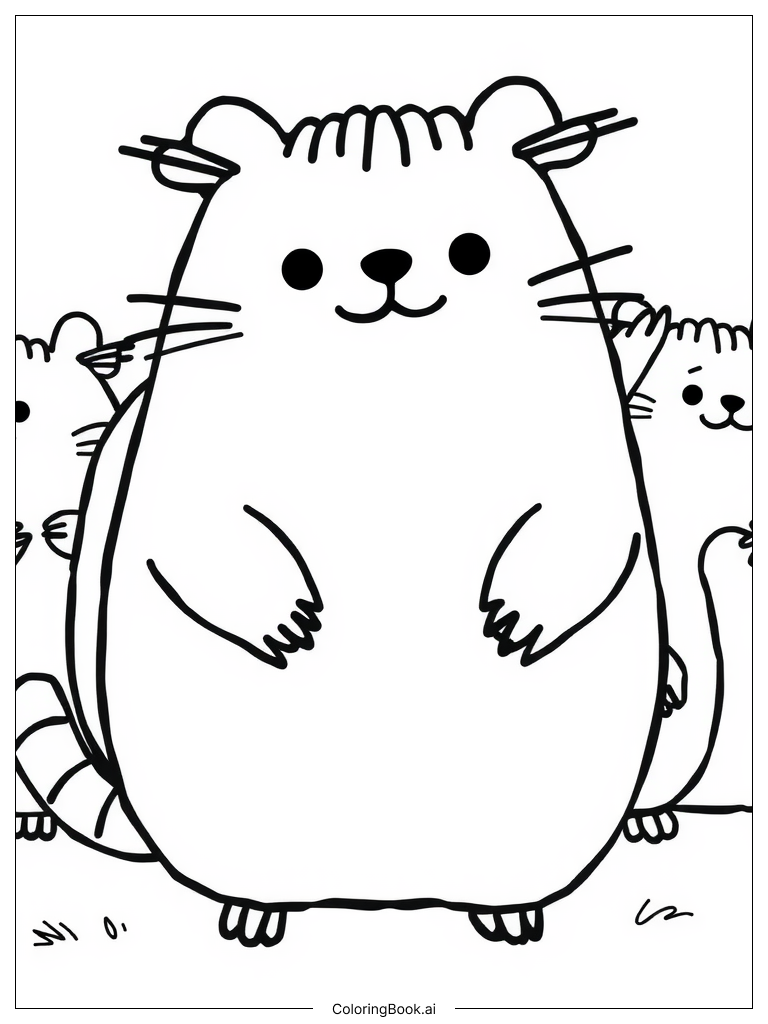  Pusheen Carrying Sushi Tray Coloring Page 