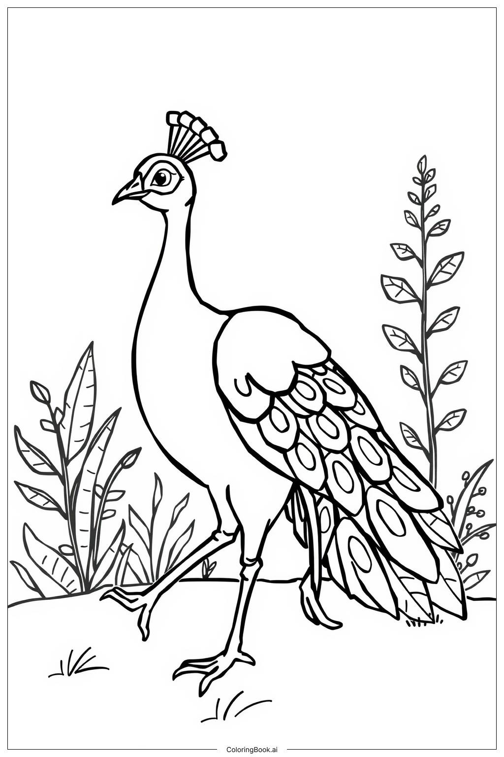  peacock walking gracefully Coloring Page 