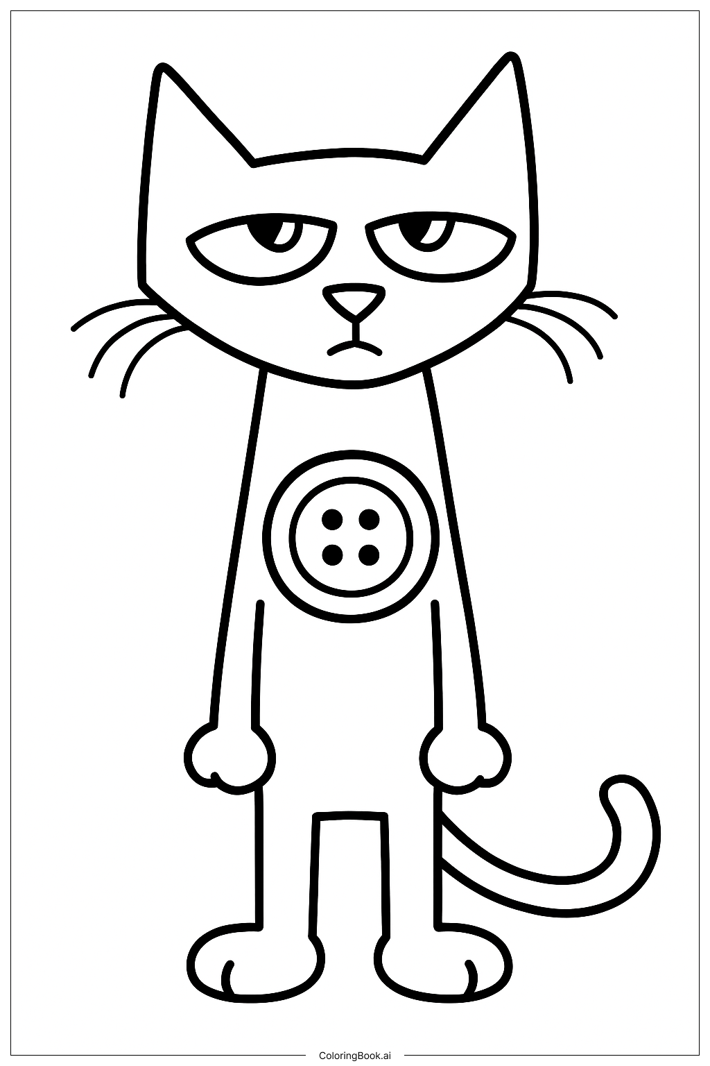  猫咪皮特和那个炫酷的纽扣填色页 