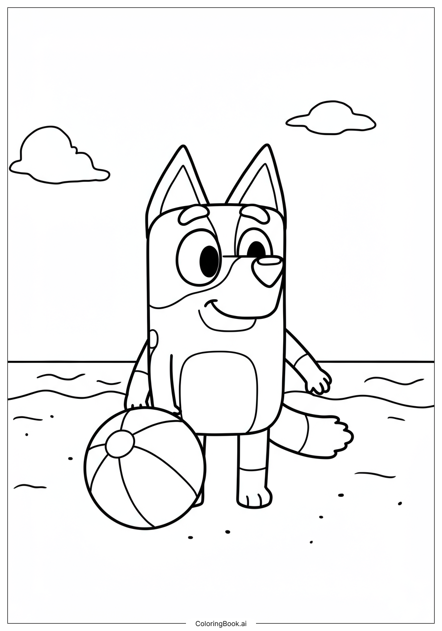  Bluey Summer Beach Adventure Coloring Page 