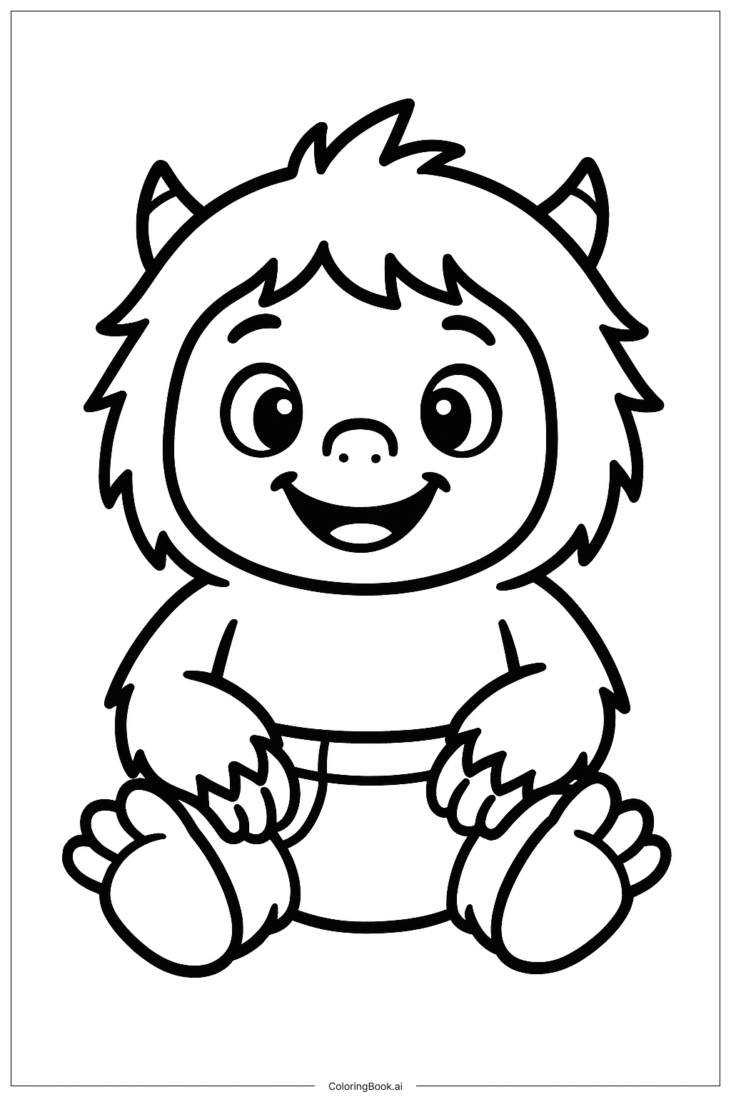  Page de coloriage Bébé Yéti en couche 