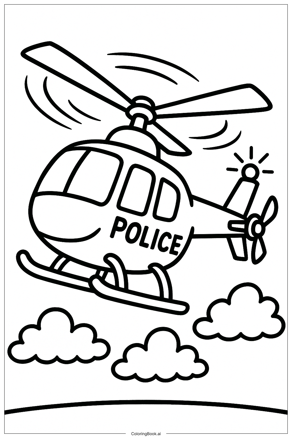  Police Helicopter in Action Coloring Page 