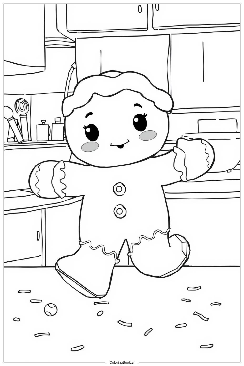  Little Gingerbread Cookie-2 Coloring Page 