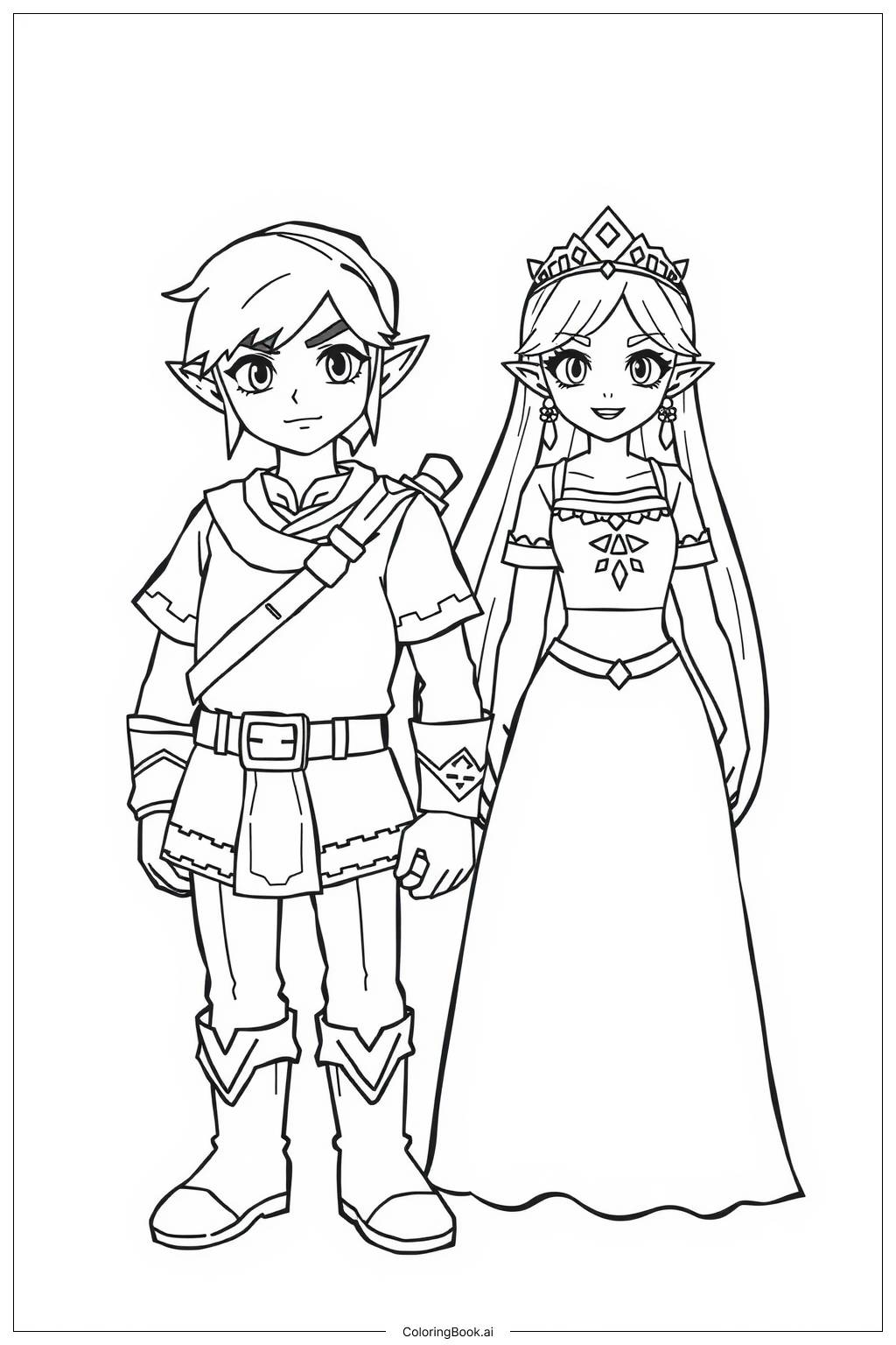  Zelda and Link Exploring Hyrule Coloring Page 