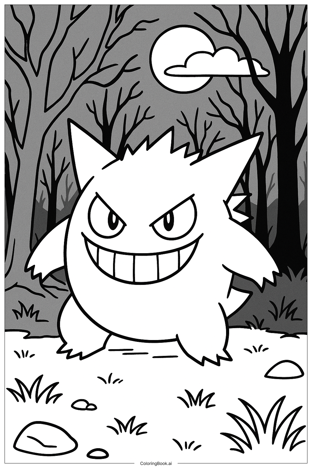  Page de coloriage Ectoplasma dans une Forêt Sombre 